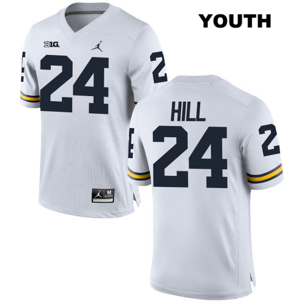 Youth NCAA Michigan Wolverines Lavert Hill #24 White Jordan Brand Authentic Stitched Football College Jersey JR25N16RZ